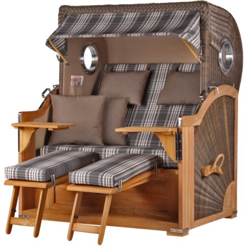 Strandkorb Westerland Teak Bullauge PE grey Dessin 522