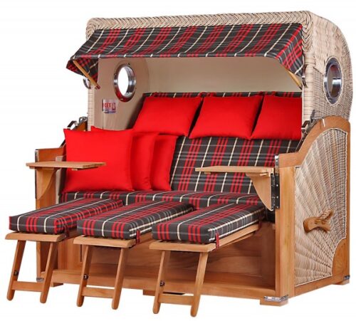 Strandkorb Westerland XXL Teak Bullauge PE shell Dessin 529