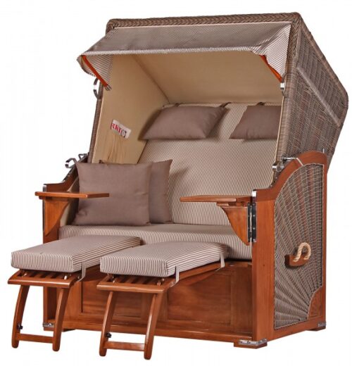 Strandkorb Nordstrand Mahagoni PE grey Dessin 510-KOMPLETTSET