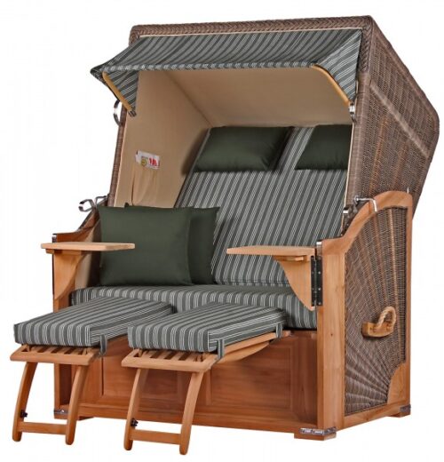 Strandkorb Nordstrand Teak PE grey Dessin 504-KOMPLETTSET