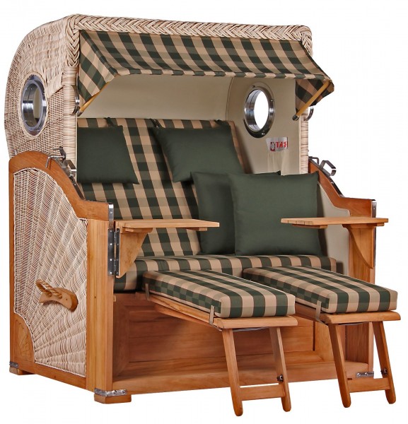Strandkorb Norderney Teak Bullauge PE shell Dessin 506
