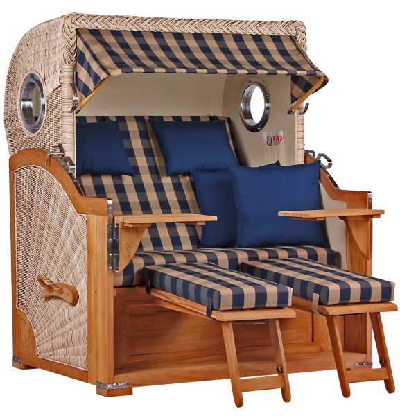 Strandkorb Norderney Teak Bullauge PE shell Dessin 507