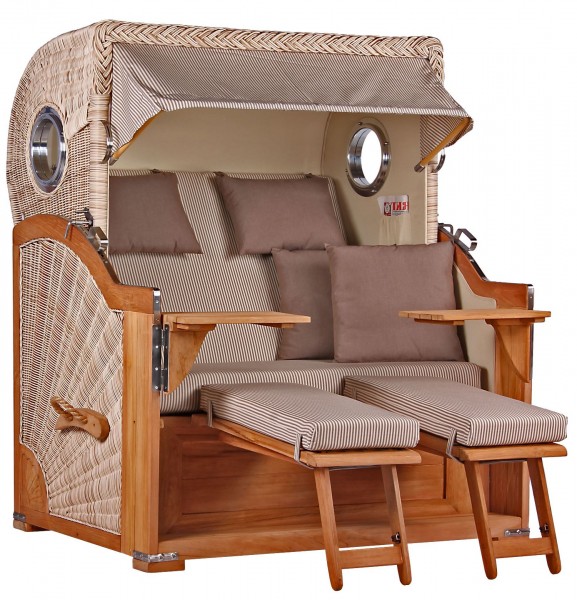 Strandkorb Norderney Teak Bullauge PE shell Dessin 510