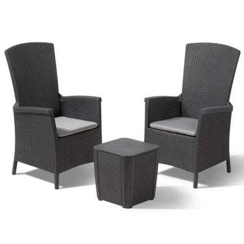 Allibert Garten Balkon Bistro-Set 3-tlg. Vermont Graphitgrau 231692