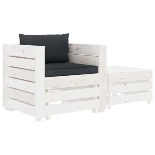 vidaXL 2-tlg. Garten-Lounge-Set mit Anthrazit-Kissen Holz