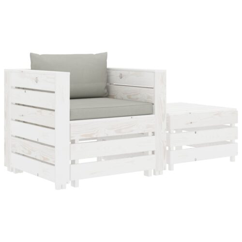 vidaXL 2-tlg. Garten-Lounge-Set mit Taupe-Kissen Holz