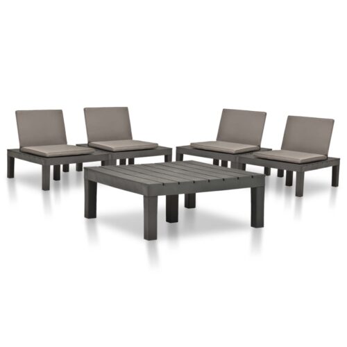 vidaXL 5-tlg. Garten-Lounge-Set Kunststoff Anthrazit
