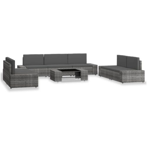 vidaXL 8-tlg. Garten-Lounge-Set Poly Rattan Grau