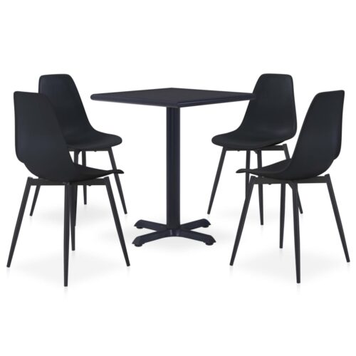 vidaXL 5-tlg. Garten-Essgruppe Metall und PP Schwarz