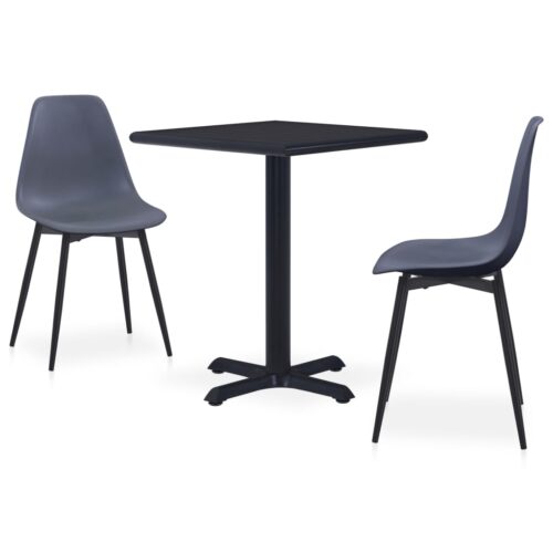 vidaXL 3-tlg. Garten-Essgruppe Metall und PP Grau