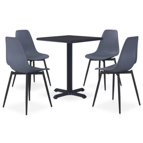 vidaXL 5-tlg. Garten-Essgruppe Metall und PP Grau