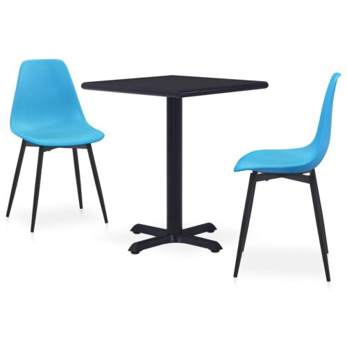 vidaXL 3-tlg. Garten-Essgruppe Metall und PP Blau