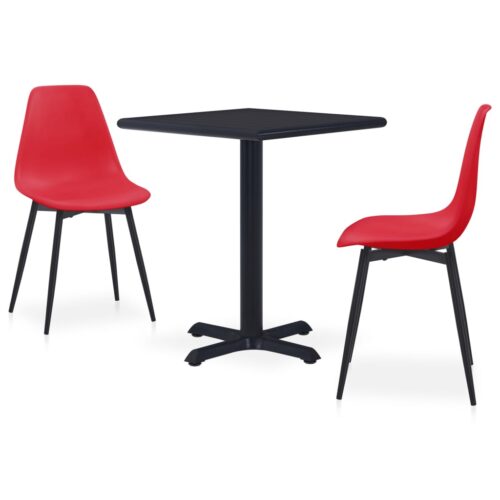 vidaXL 3-tlg. Garten-Essgruppe Metall und PP Rot