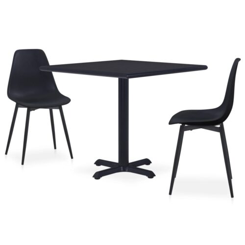 vidaXL 3-tlg. Garten-Essgruppe Metall und PP Schwarz