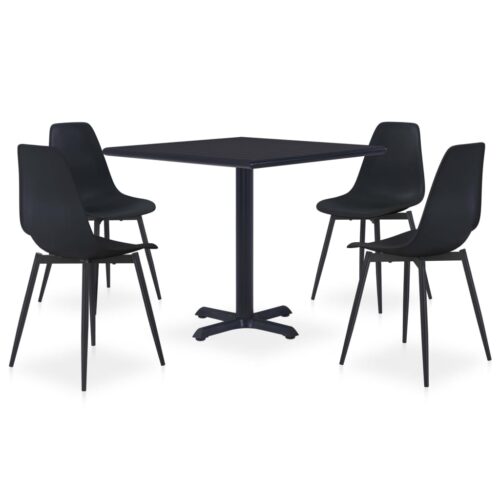 vidaXL 5-tlg. Garten-Essgruppe Metall und PP Schwarz