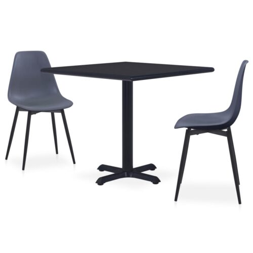 vidaXL 3-tlg. Garten-Essgruppe Metall und PP Grau