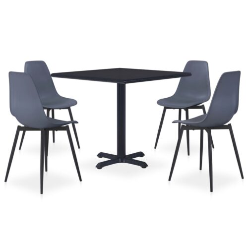 vidaXL 5-tlg. Garten-Essgruppe Metall und PP Grau