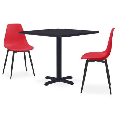 vidaXL 3-tlg. Garten-Essgruppe Metall und PP Rot