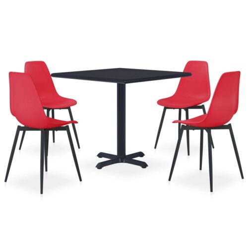 vidaXL 5-tlg. Garten-Essgruppe Metall und PP Rot