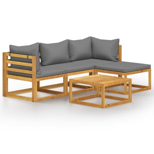 vidaXL 5-tlg. Garten-Lounge-Set mit Auflage Massivholz Akazie