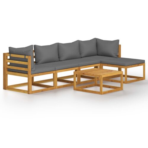 vidaXL 6-tlg. Garten-Lounge-Set mit Auflage Massivholz Akazie