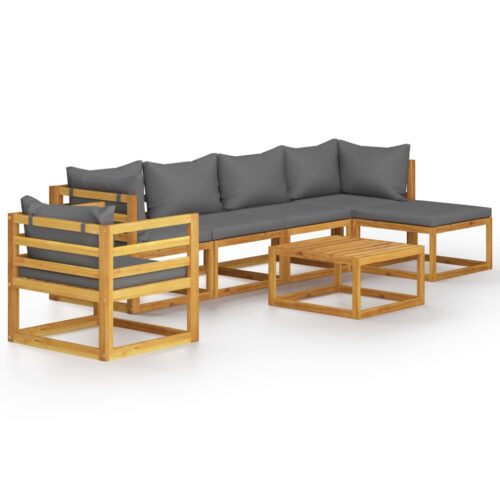 vidaXL 7-tlg. Garten-Lounge-Set mit Auflage Massivholz Akazie