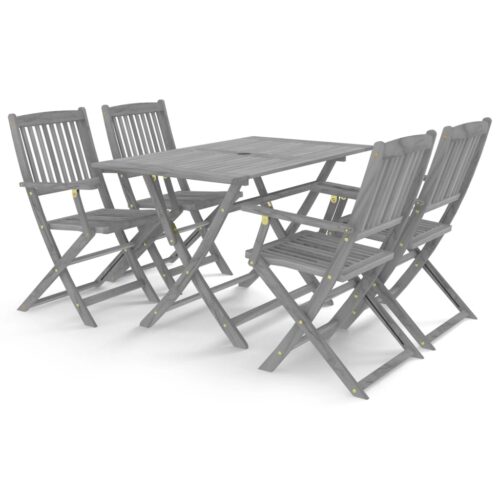 vidaXL 5-tlg. Garten-Essgruppe Massivholz Akazie Grau