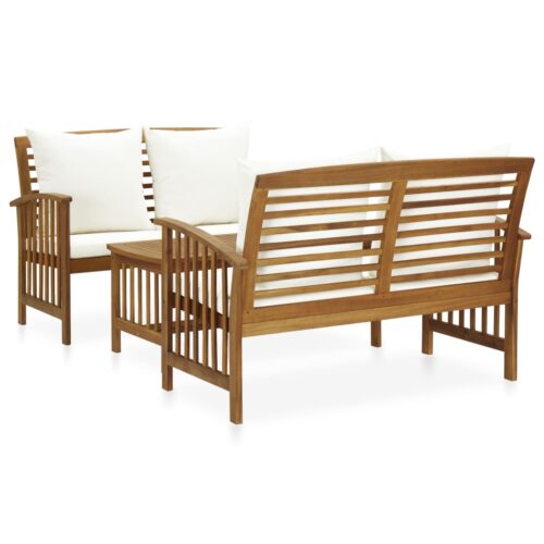 vidaXL 3-tlg. Garten-Lounge-Set mit Auflagen Massivholz Akazie