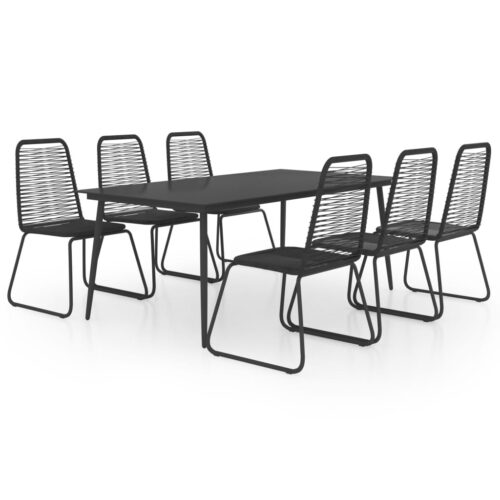 vidaXL 7-tlg. Garten-Essgruppe PVC Rattan Schwarz