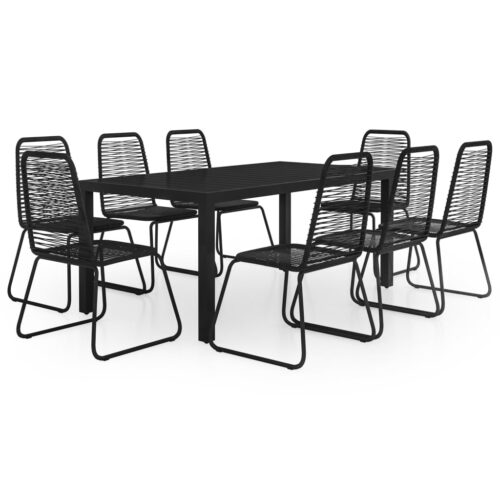 vidaXL 9-tlg. Garten-Essgruppe PVC Rattan Schwarz