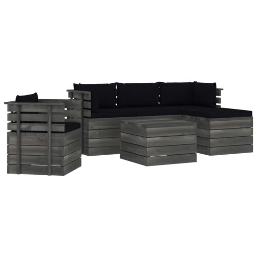 vidaXL 6-tlg. Garten-Sofagarnitur aus Paletten mit Kissen Kiefernholz