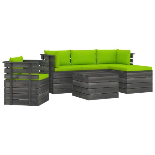 vidaXL 6-tlg. Garten-Sofagarnitur aus Paletten mit Kissen Kiefernholz