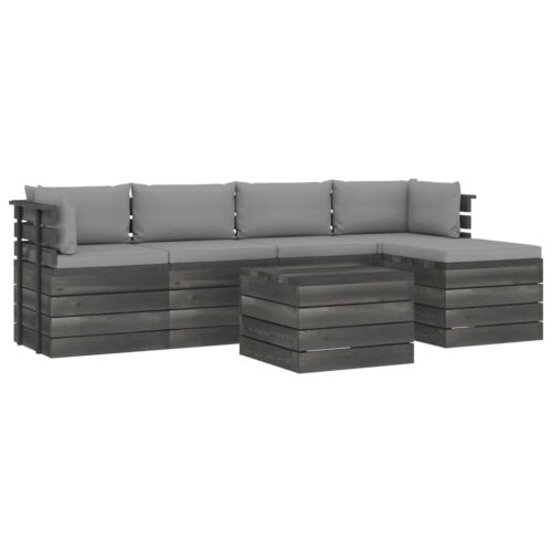 vidaXL 6-tlg. Garten-Sofagarnitur aus Paletten mit Kissen Kiefernholz
