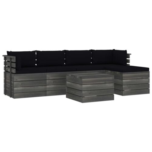 vidaXL 6-tlg. Garten-Sofagarnitur aus Paletten mit Kissen Kiefernholz