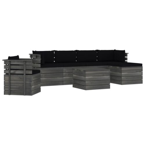 vidaXL 7-tlg. Garten-Sofagarnitur aus Paletten mit Kissen Kiefernholz