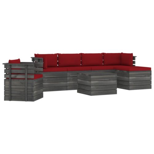 vidaXL 7-tlg. Garten-Sofagarnitur aus Paletten mit Kissen Kiefernholz