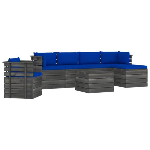 vidaXL 7-tlg. Garten-Sofagarnitur aus Paletten mit Kissen Kiefernholz