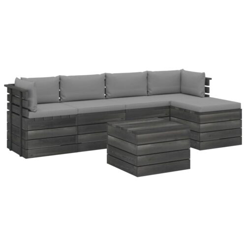 vidaXL 6-tlg. Garten-Sofagarnitur aus Paletten mit Kissen Kiefernholz