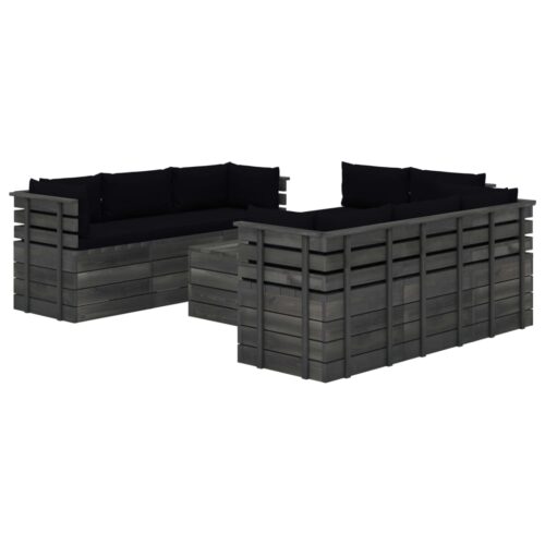 vidaXL 9-tlg. Garten-Sofagarnitur aus Paletten mit Kissen Kiefernholz
