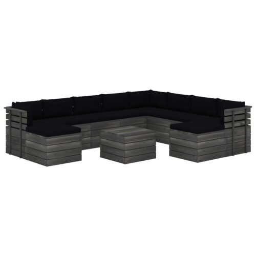 vidaXL 11-tlg. Garten-Sofagarnitur aus Paletten mit Kissen Kiefernholz