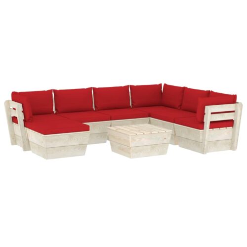 vidaXL 8-tlg. Garten-Sofagarnitur aus Paletten mit Kissen Fichtenholz