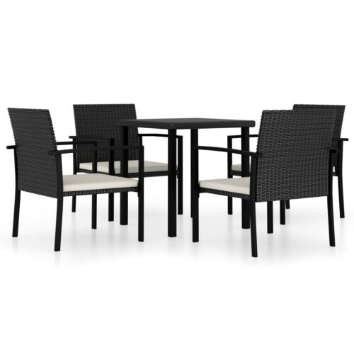 vidaXL 5-tlg. Garten-Essgruppe Poly Rattan Schwarz