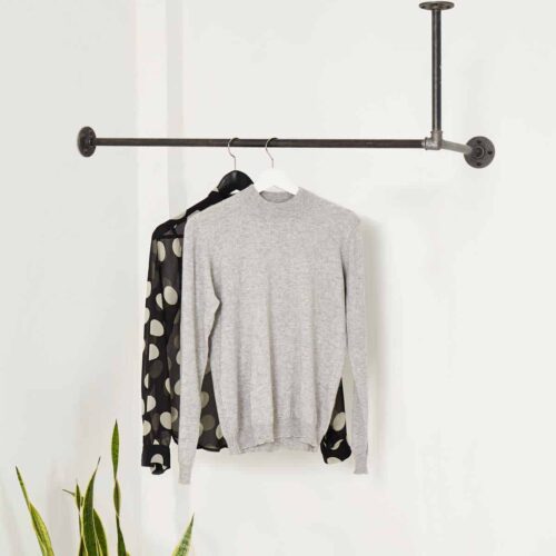 Industrial Garderobe für Deckenmontage in L-Form - Möbel aus Rohren