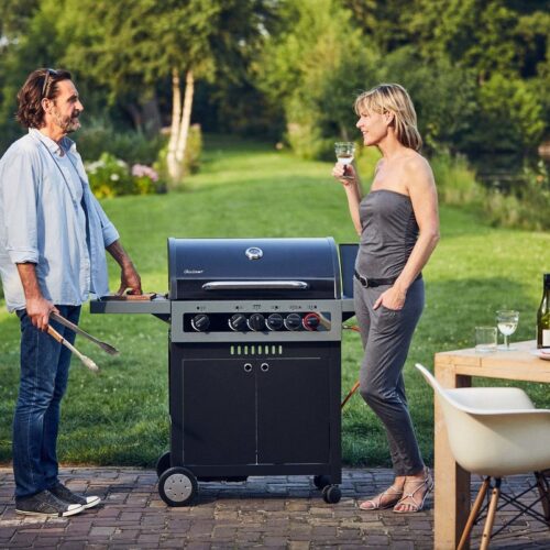 Gasgrill Boston Black 4 IK Turbo in schwarz, 144 x 61 x 115 cm