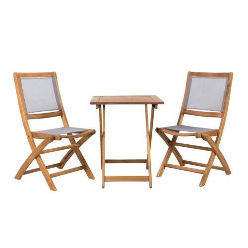 Balkonset „Balkonien“ aus Akazienholz, 3-teilig, Silbergrau