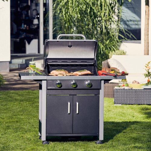 Gasgrill Chicago 3 / schwarz, B 124 x T 51 x H 108 cm, klappbar