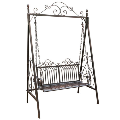 Metall-Schaukelbank Bordeaux, braun, ca. 89 x 150 x 231 cm