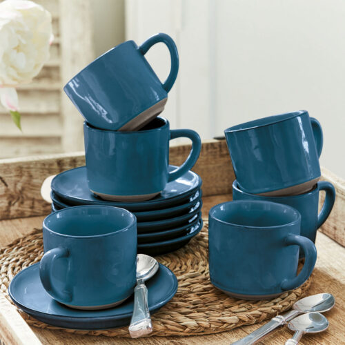 Tasse mit Untertasse 6er Set Biarré - Loberon