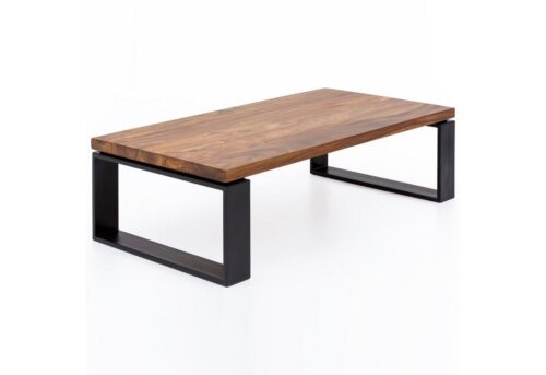 Wohnling Couchtisch »WL5.650«, Sheesham 115x35x60 cm Massiv Holz Sofatisch mit Metallgestell Wohnzimmertisch Rechteckig Massivholz Braun Holztisch Modern Tisch Wohnzimmer