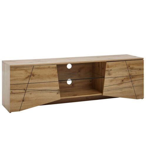 Wohnling Lowboard »WL6.577«, Holz Eiche-Dekor 160x50x40 cm TV-Kommode mit zwei Türen Design TV-Schrank Hoch Fernsehtisch Fernsehschrank Modern Fernsehkommode Wohnzimmer